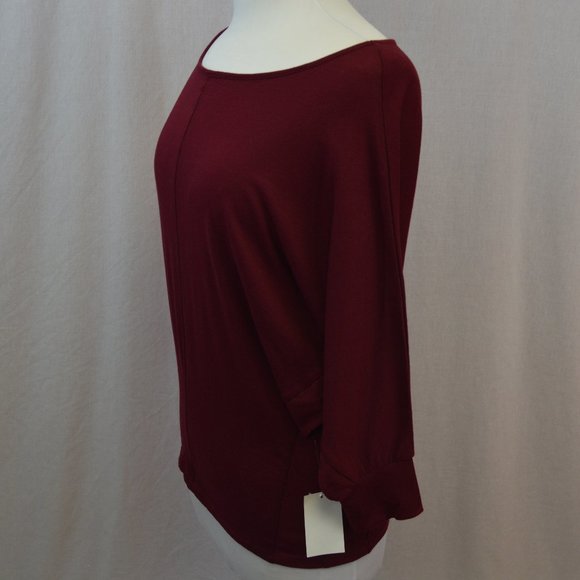 H by Bordeaux Solid maroon batwing tee - Picture 2 of 8